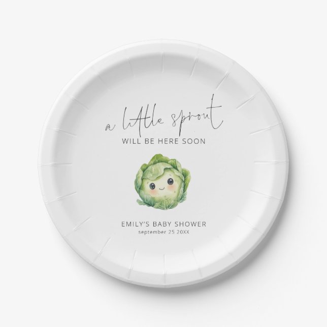 Cute Little Sprout Locally Grown Baby Shower  Paper Plate (Front)