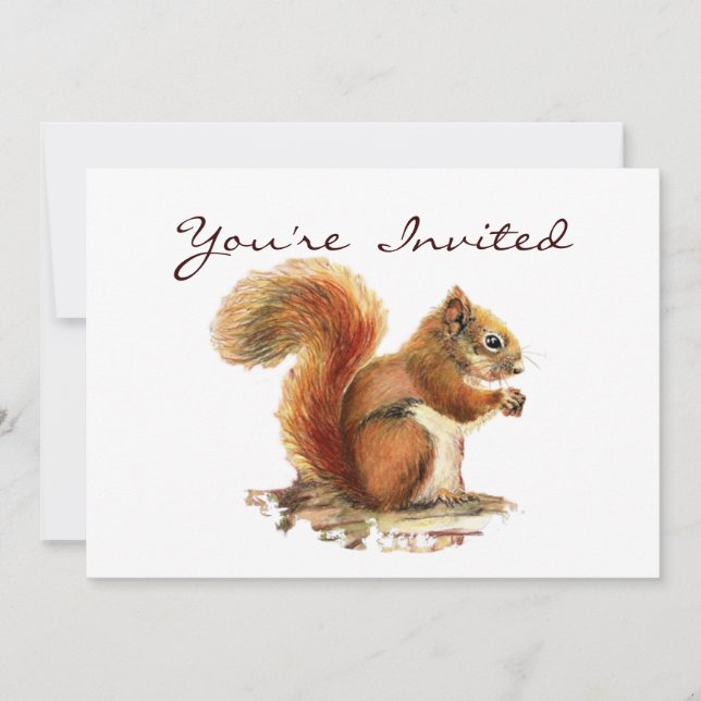 Cute Little Squirrel Animal Birthday Invitation (Front)