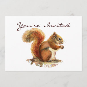 Cute Little Squirrel Animal Birthday Invitation
