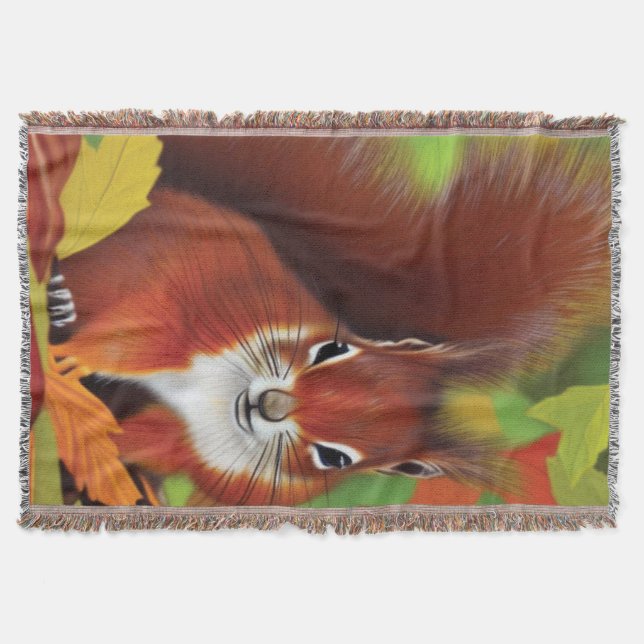 Cute Little Squirrel Throw Blanket (Front)