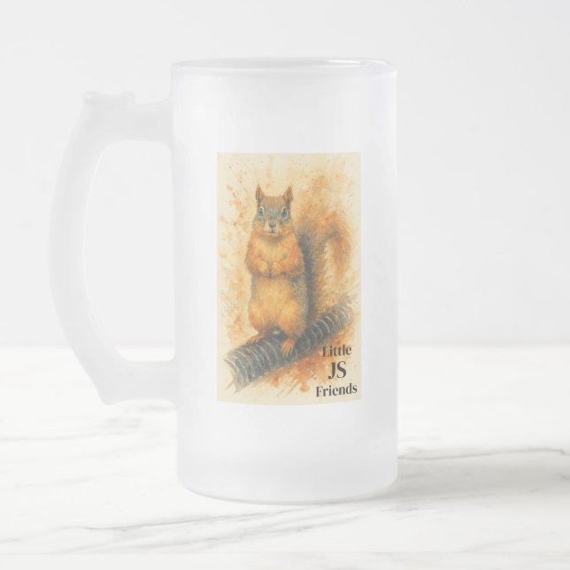 Cute Little Squirrel Watercolor Beer Mug (Left)