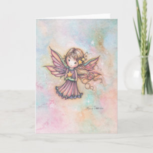Cute Little Star Fae Watercolor Fantasy Art  Card