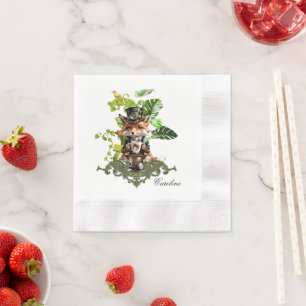 Cute little steampunk fox napkin