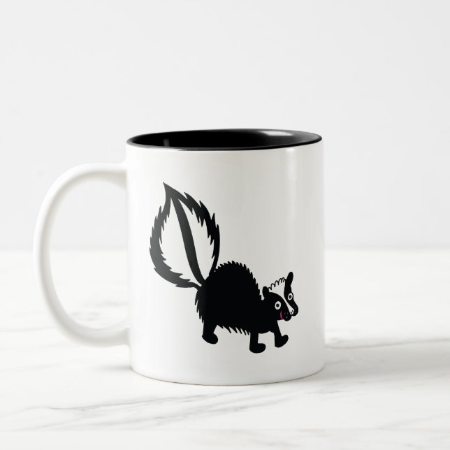 Cute Little Stinker Skunk Printed Art Design Two-Tone Coffee Mug (Left)
