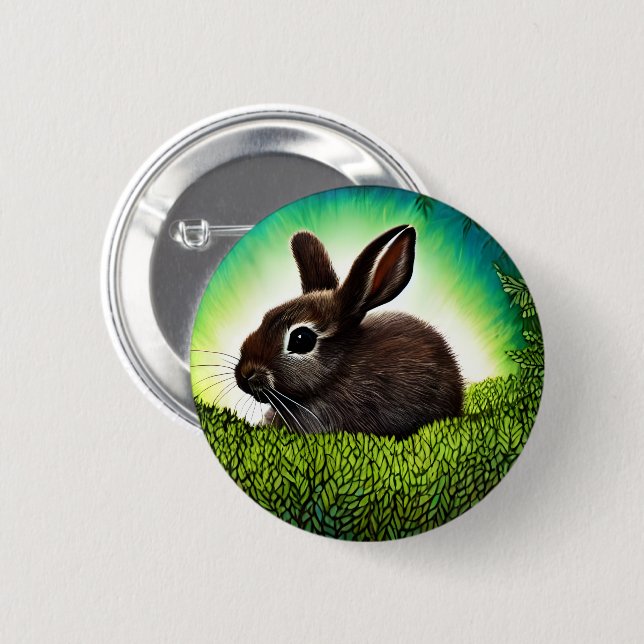 Cute Little Storybook Bunny 6 Cm Round Badge (Front & Back)