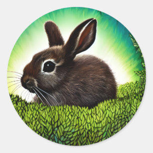 Cute Little Storybook Bunny Classic Round Sticker