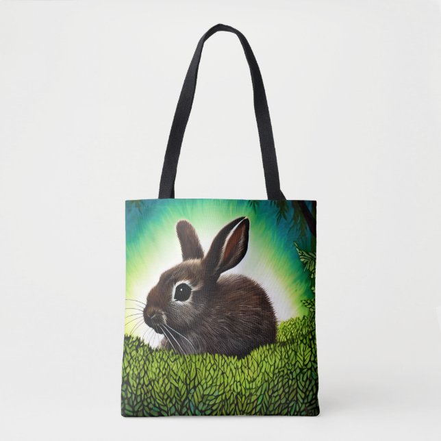 Cute Little Storybook Bunny Tote Bag (Front)