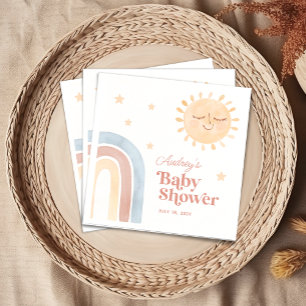 Cute Little Sun & Rainbow Boho Baby Shower Napkin