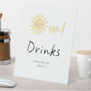 Cute Little Sunshine 1st Birthday Drinks Pedestal Sign