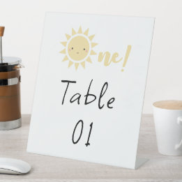 Cute Little Sunshine 1st Birthday Table Numbers Pedestal Sign