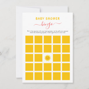 Cute Little Sunshine Baby Shower Bingo Game Card