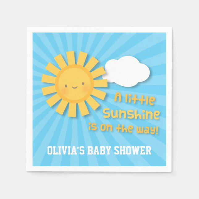 Cute Little Sunshine Baby Shower Supplies Napkin (Front)