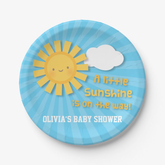 Cute Little Sunshine Baby Shower Supplies Paper Plate (Front)