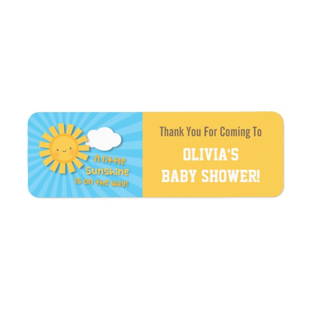 Cute Little Sunshine Baby Shower Thank You Labels (Front)