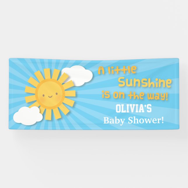 Cute Little Sunshine Baby Shower Welcome Banner (Horizontal)