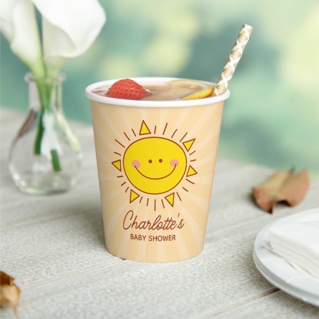 Cute Little Sunshine Gender Neutral Baby Shower Paper Cups (Insitu)