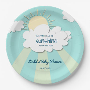 Cute Little Sunshine Gender Neutral Baby Shower Paper Plate