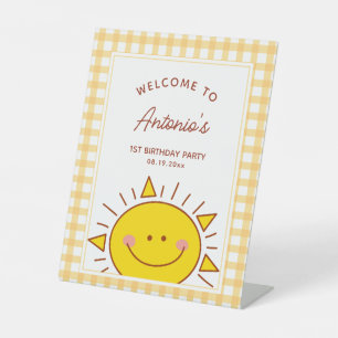 Cute Little Sunshine Kids Birthday Party Welcome Pedestal Sign