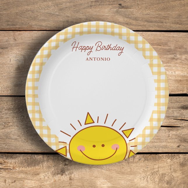 Cute Little Sunshine Kids Happy Birthday Party Paper Plate (Creator Uploaded)