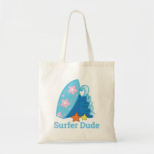 Cute Little Surfer Dude Surfboard and Wave Tote Bag