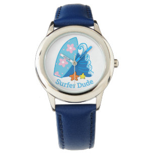 Cute Little Surfer Dude Surfboard and Wave Watch