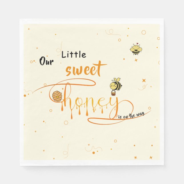 Cute Little Sweet Dripping Honey Baby Shower Napkin (Front)