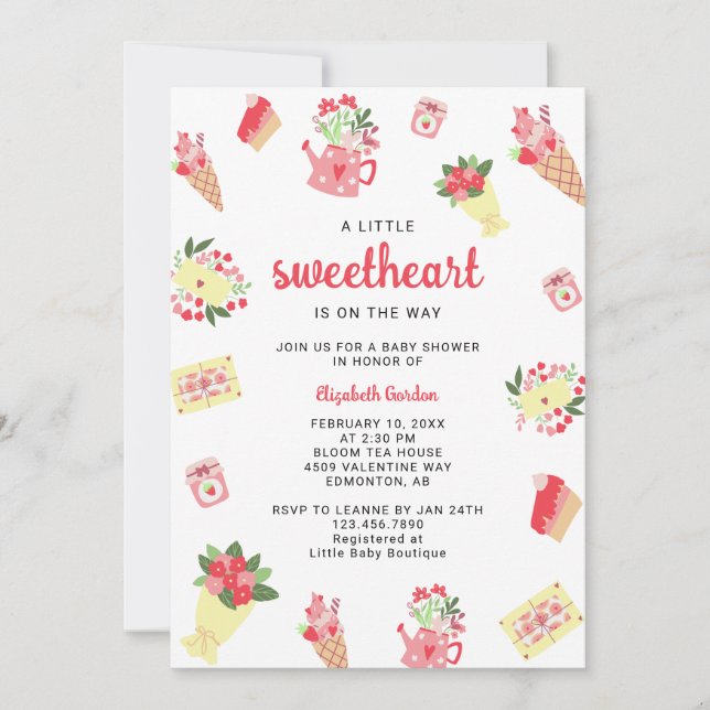 Cute Little Sweetheart on the Way Baby Shower Invitation (Front)