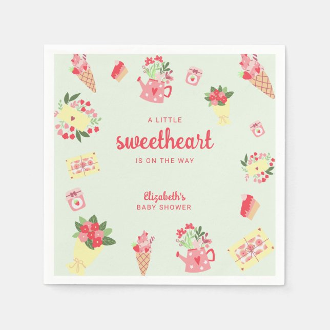 Cute Little Sweetheart on the Way Baby Shower Napkin (Front)