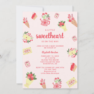 Cute Little Sweetheart on the Way Baby Shower pink Invitation