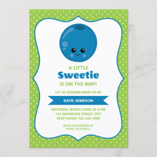 Cute Little Sweetie Blueberry Baby Shower Invitation