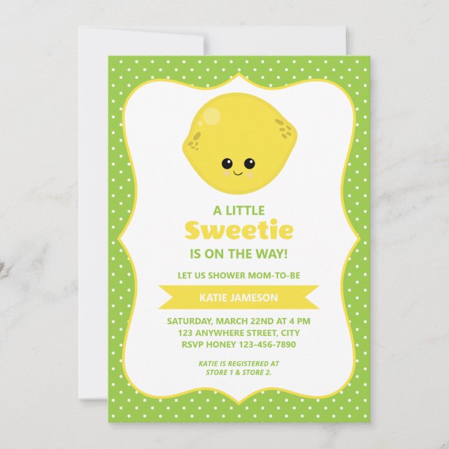 Cute Little Sweetie Lemon Baby Shower Invitation (Front)