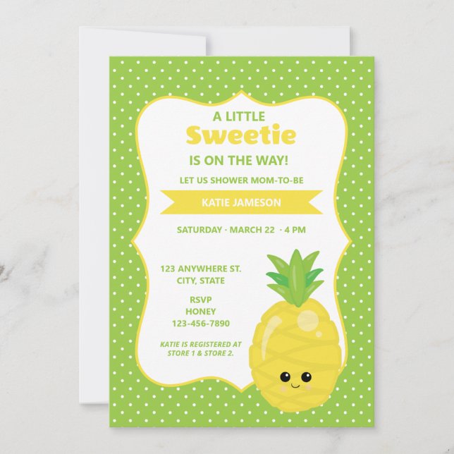 Cute Little Sweetie Pineapple Baby Shower Invitation (Front)