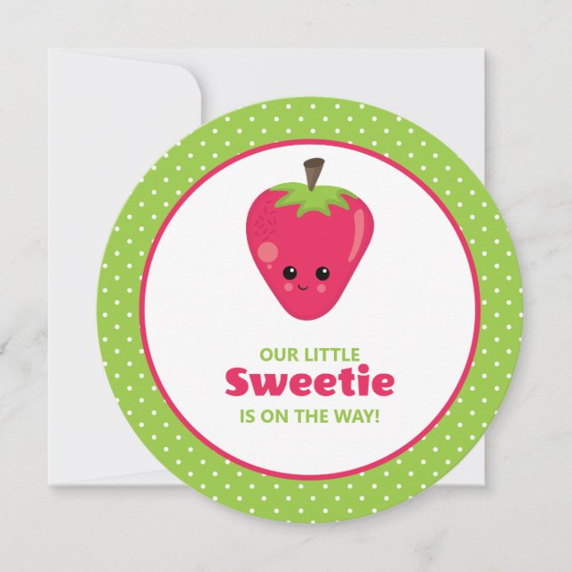 Cute Little Sweetie Strawberry Baby Shower Invitation (Front)