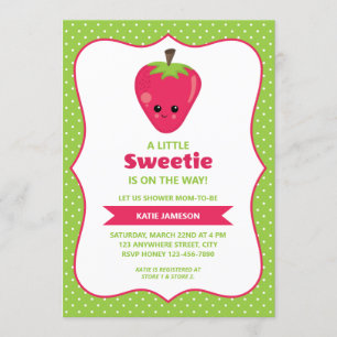 Cute Little Sweetie Strawberry Baby Shower Invitation