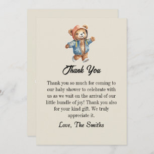 Cute little teddy baby shower Thank you card