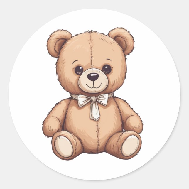 cute little teddy bear wear tie sticker  (Front)