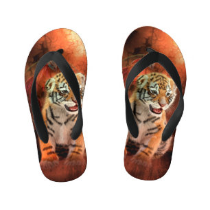 Cute little tiger baby kid's flip flops