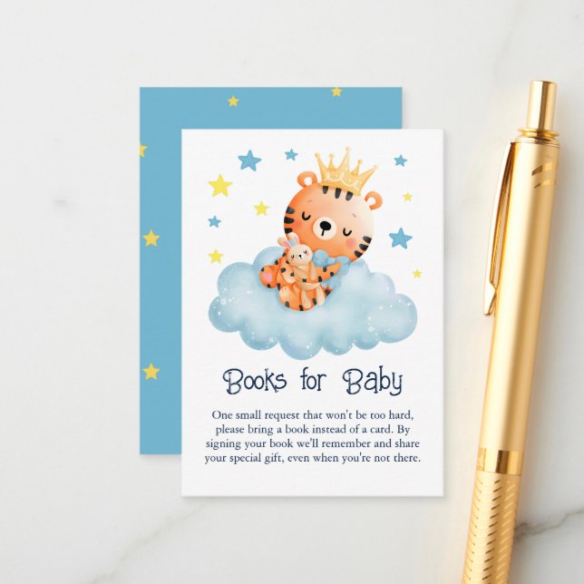 Cute Little Tiger Baby Shower Books for Baby  Enclosure Card (Front/Back In Situ)