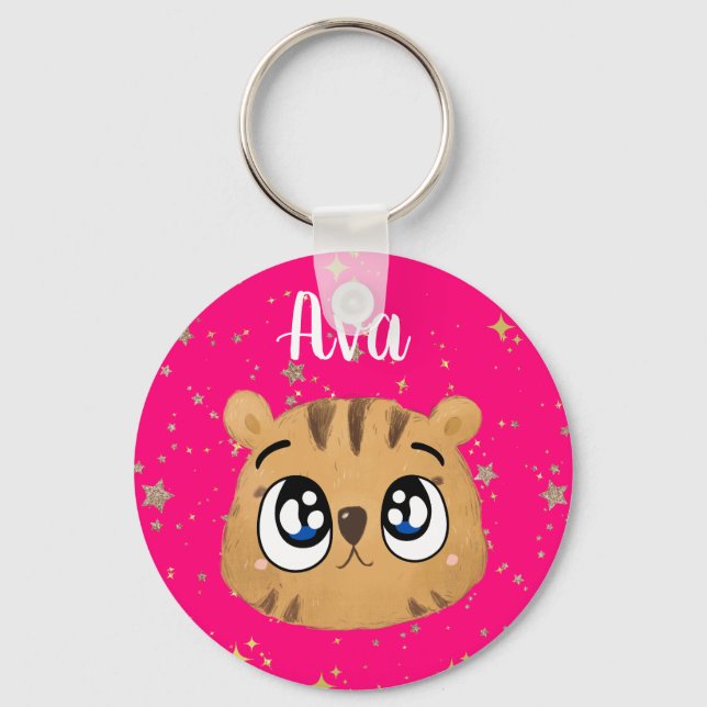 Cute little tiger gold start key ring (Front)