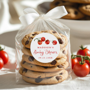 Cute Little Tomato Baby Shower Classic Round Sticker