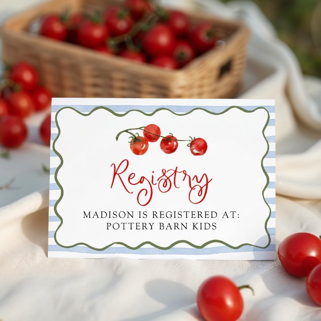 Cute Little Tomato Baby Shower Registry Enclosure Card (Creator Uploaded)