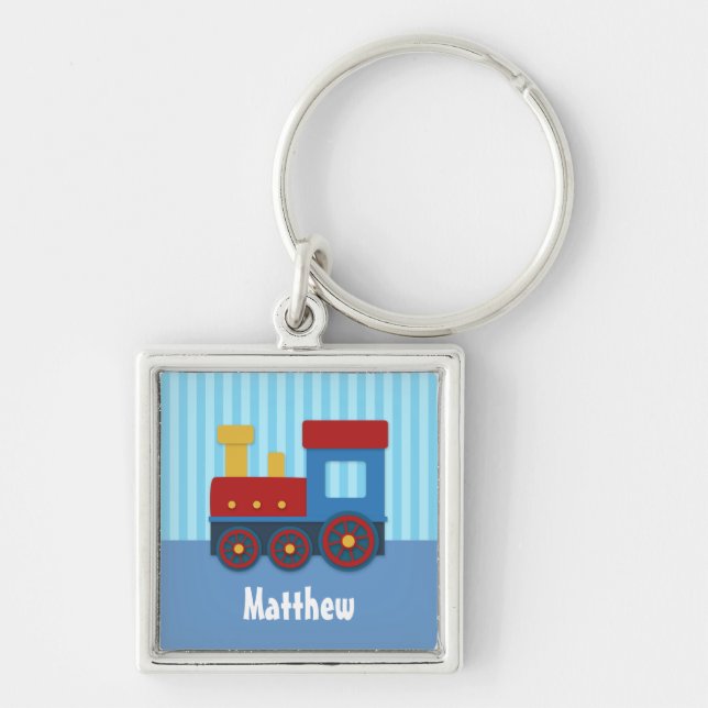 Cute Little Train Boy Personalised Keychain (Front)