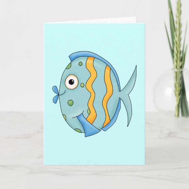 Cute Little Tropical Ocean Fish Cartoon Character Card (Front)