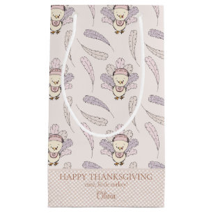 Cute Little Turkey Thanksgiving Baby Girl Small Gift Bag
