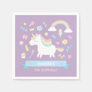 Cute Little Unicorn Girls Birthday Party Supplies Napkin