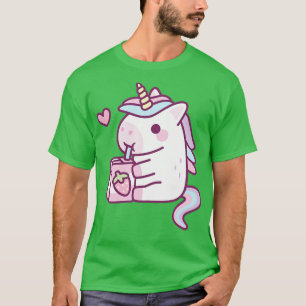 Cute Little Unicorn Loves Strawberry Milk T-Shirt