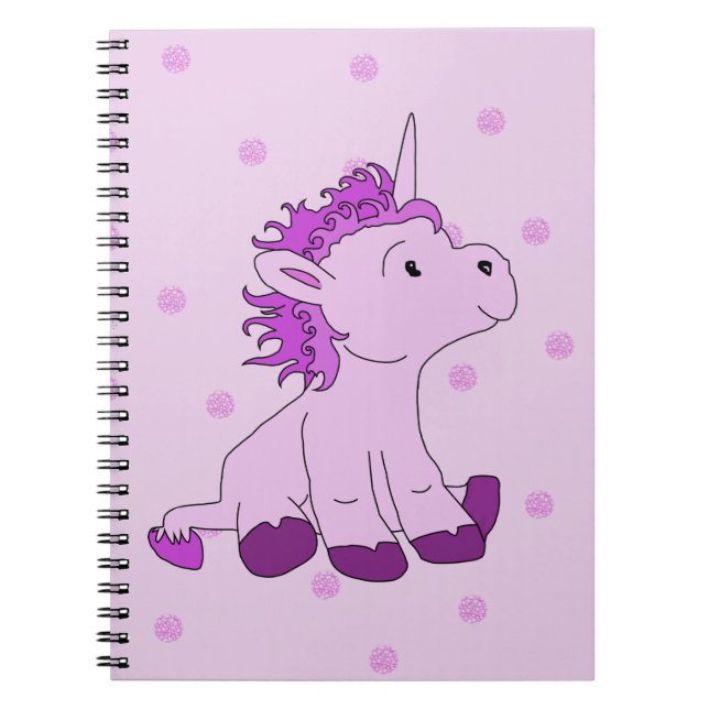 Cute Little Unicorn on a Pink background Notebook (Front)