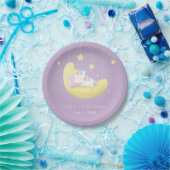 Cute Little Unicorn on Moon Baby Shower Plates (Party)