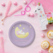 Cute Little Unicorn on Moon Baby Shower Plates (Party)