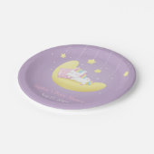 Cute Little Unicorn on Moon Baby Shower Plates (Angled)